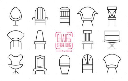 Conjunto de iconos de silla de trazo