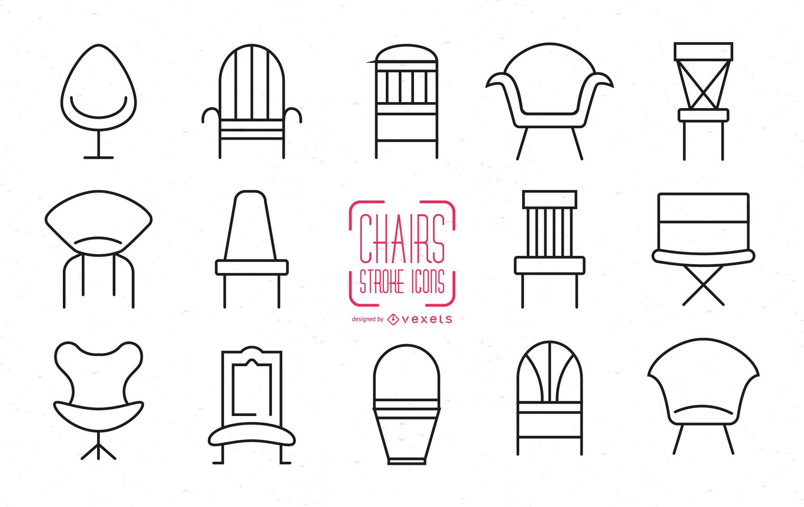 Set of stroke chair icons