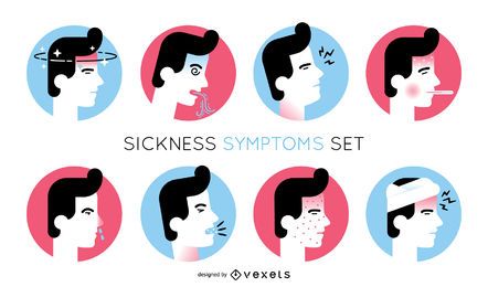 Sickness symptoms illustration set Sickness symptoms illustration set