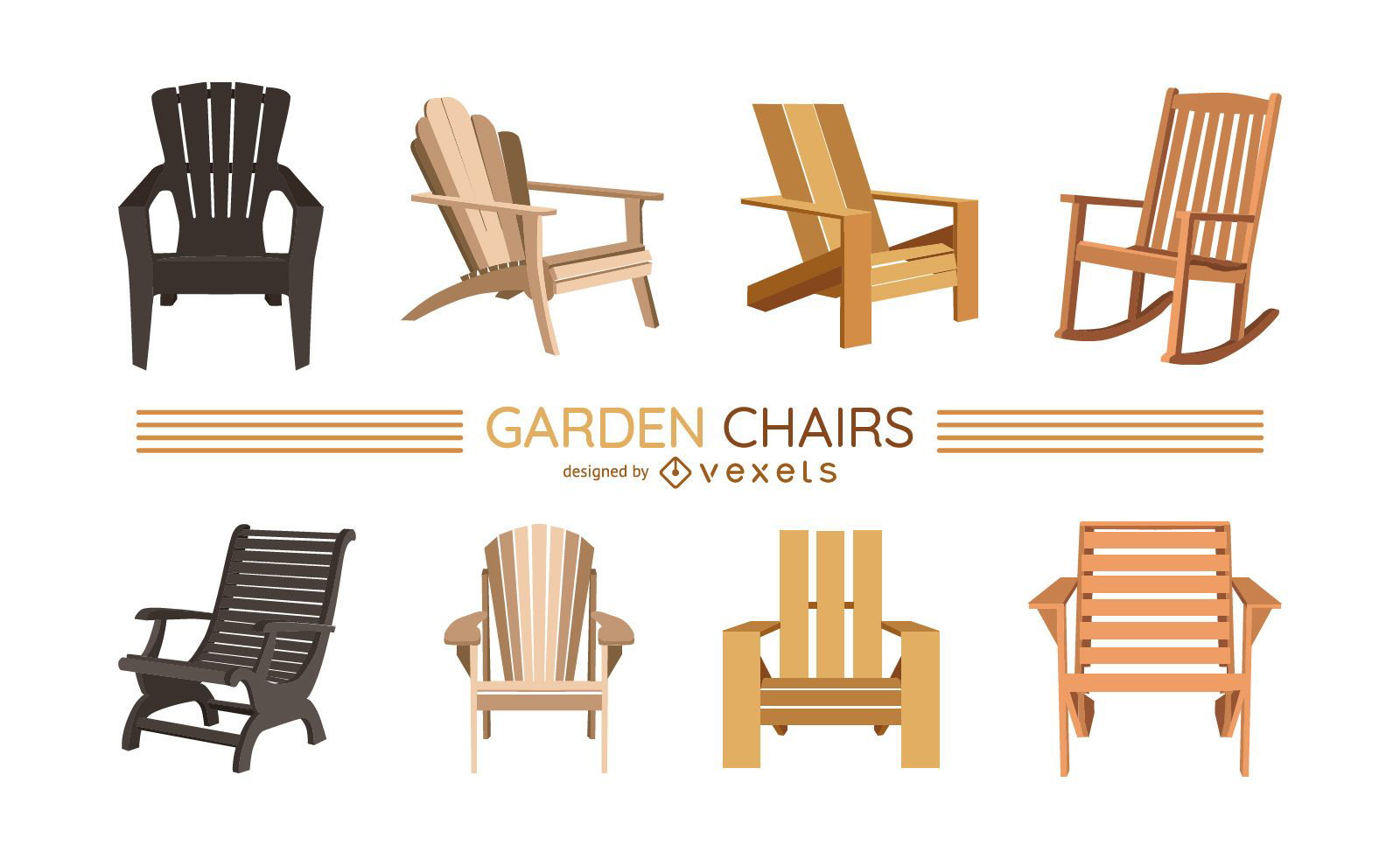 Conjunto de ilustração de cadeiras de jardim