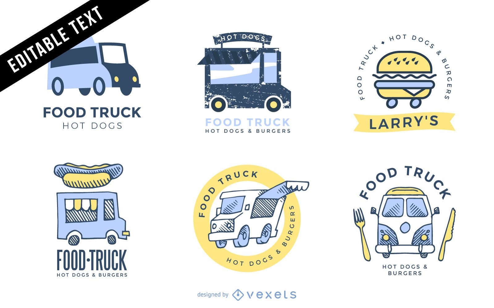 Conjunto de modelos de logotipo de food truck