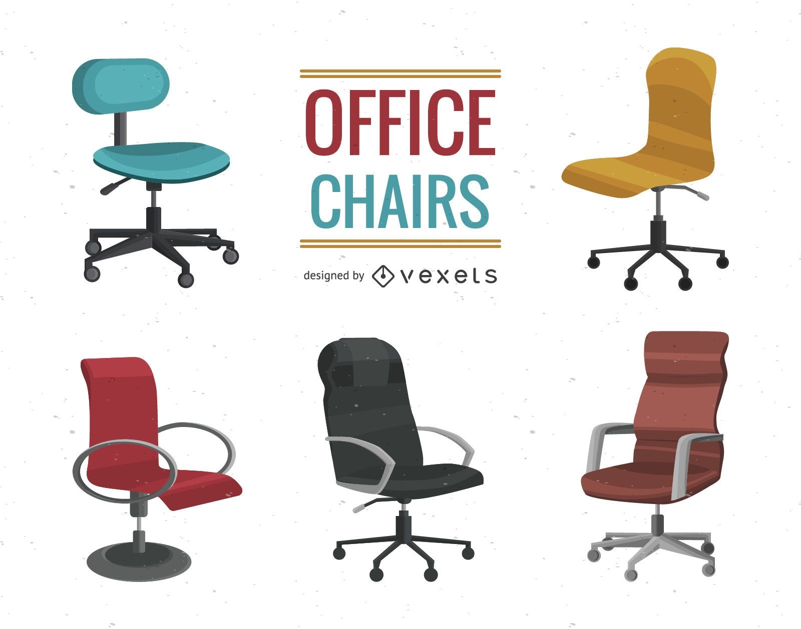 Office chair illustration set