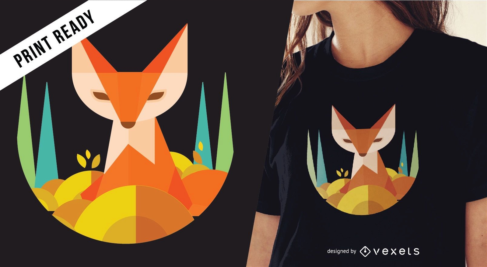Geometrisches Fuchs-T-Shirt Design