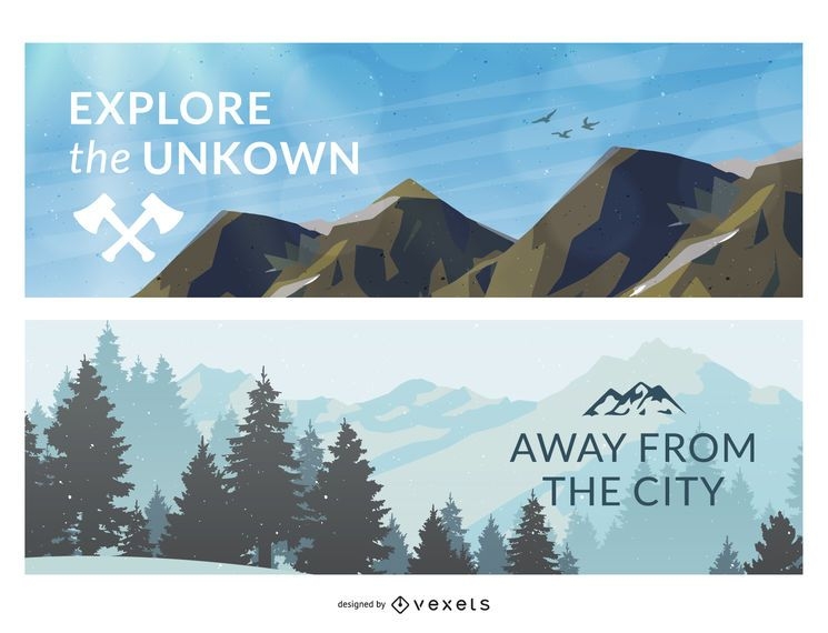 2 Outdoors Mountain  Illustration Banners  Or Frames Vector Download