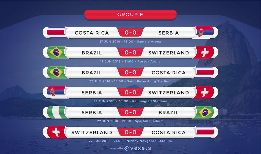 Rússia 2018 grupo E fixture Rússia 2018 grupo E fixture