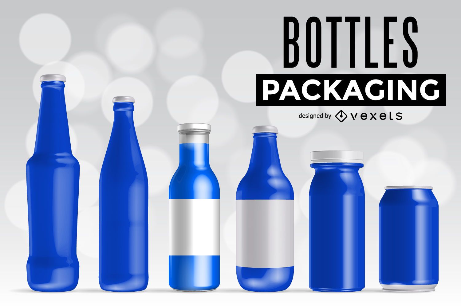 Conjunto de maquete de embalagem de garrafa