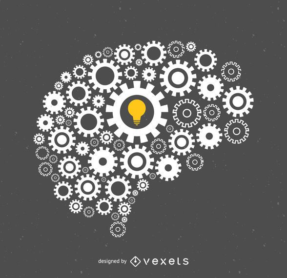 Brain made from screws illustration Brain made from screws illustration