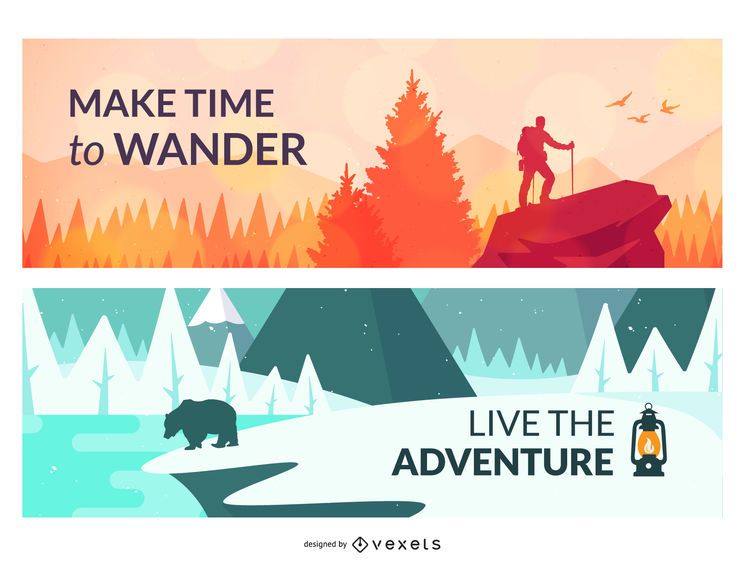 Conjunto de ilustración de paisajes al aire libre Conjunto de ilustración de paisajes al aire libre