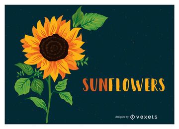 Sunflower illustration with text Sunflower illustration with text