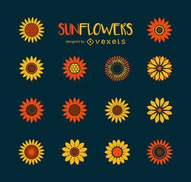 Minimalistische Sonnenblumenillustrationssammlung