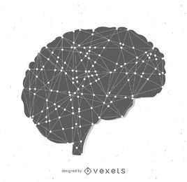 Brain silhouette with nodes