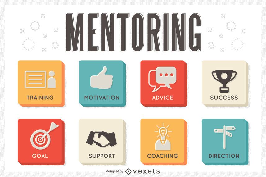 Mentoring Concept Icons Set - Vector Download