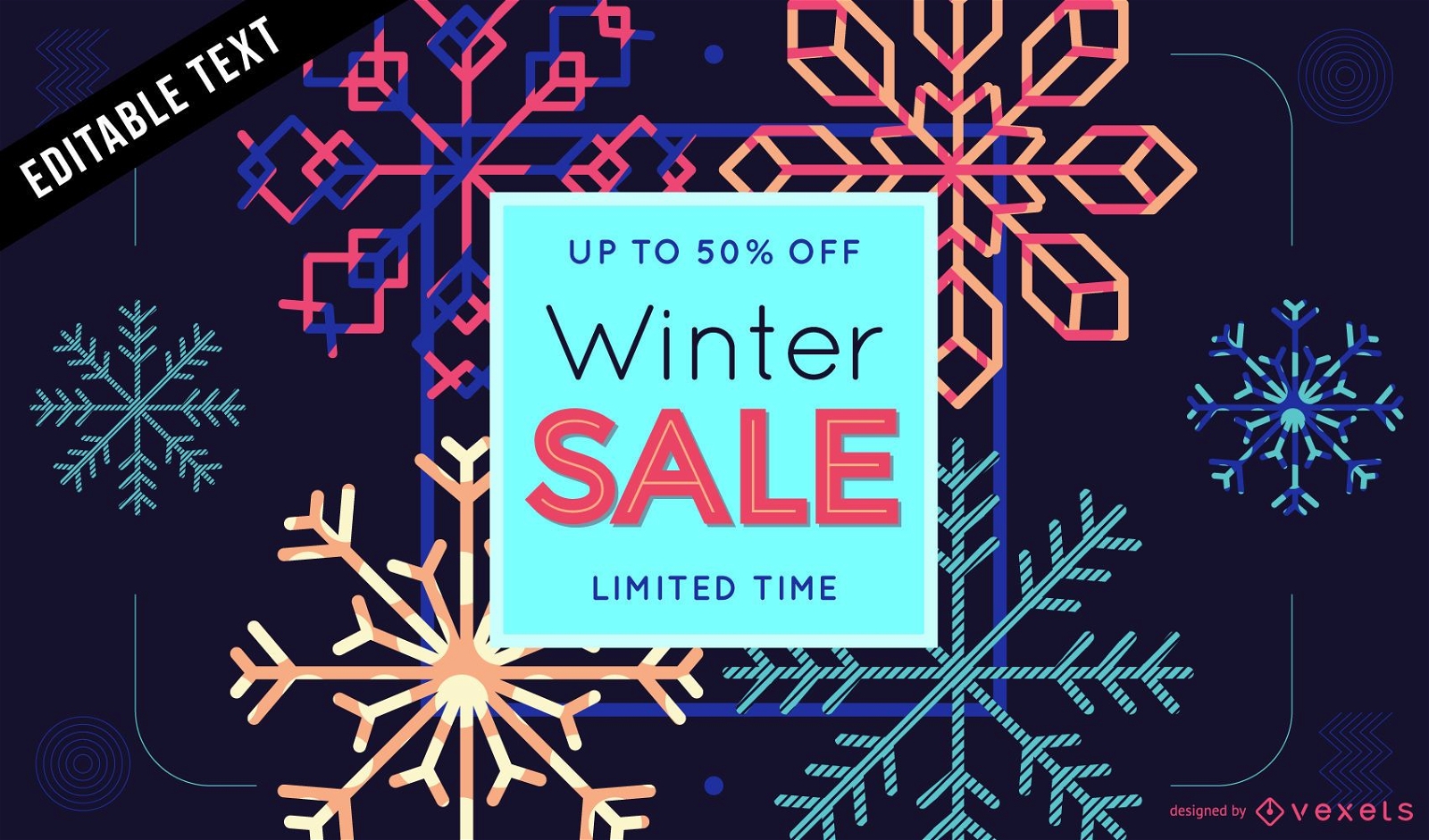 Winter Sale snowflakes poster design