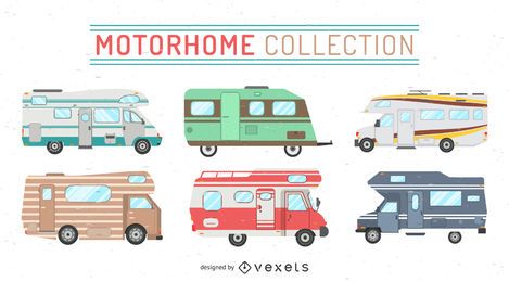 Set of motor home illustrations Set of motor home illustrations