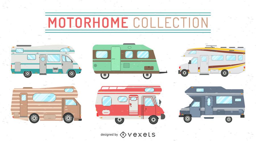 Set of motor home illustrations Set of motor home illustrations