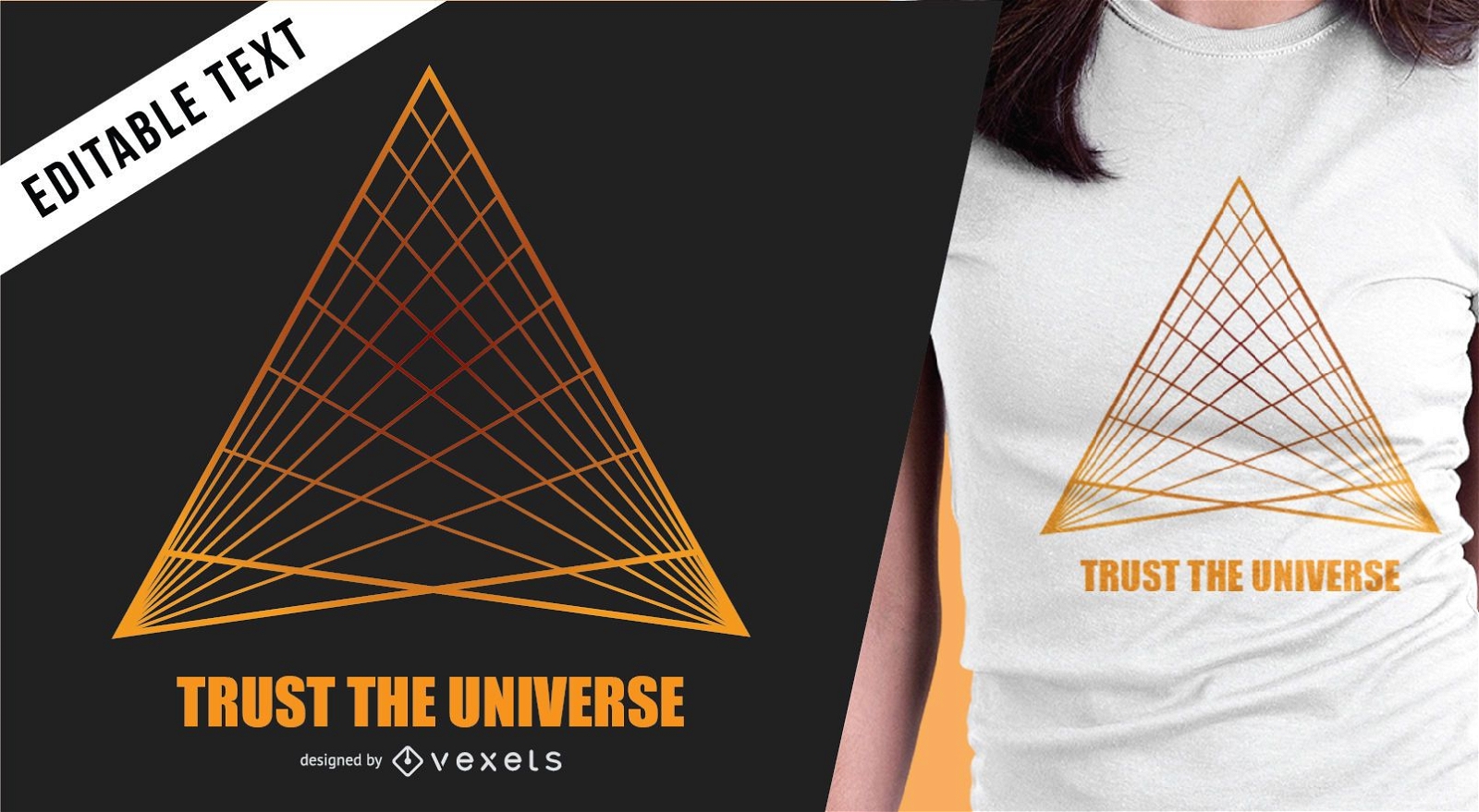Diseño de camiseta de triángulo del universo.