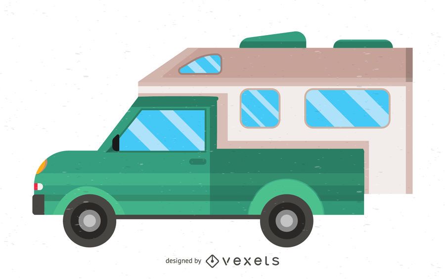 Ilustración de estilo antiguo autocaravana plana Ilustración de estilo antiguo autocaravana plana
