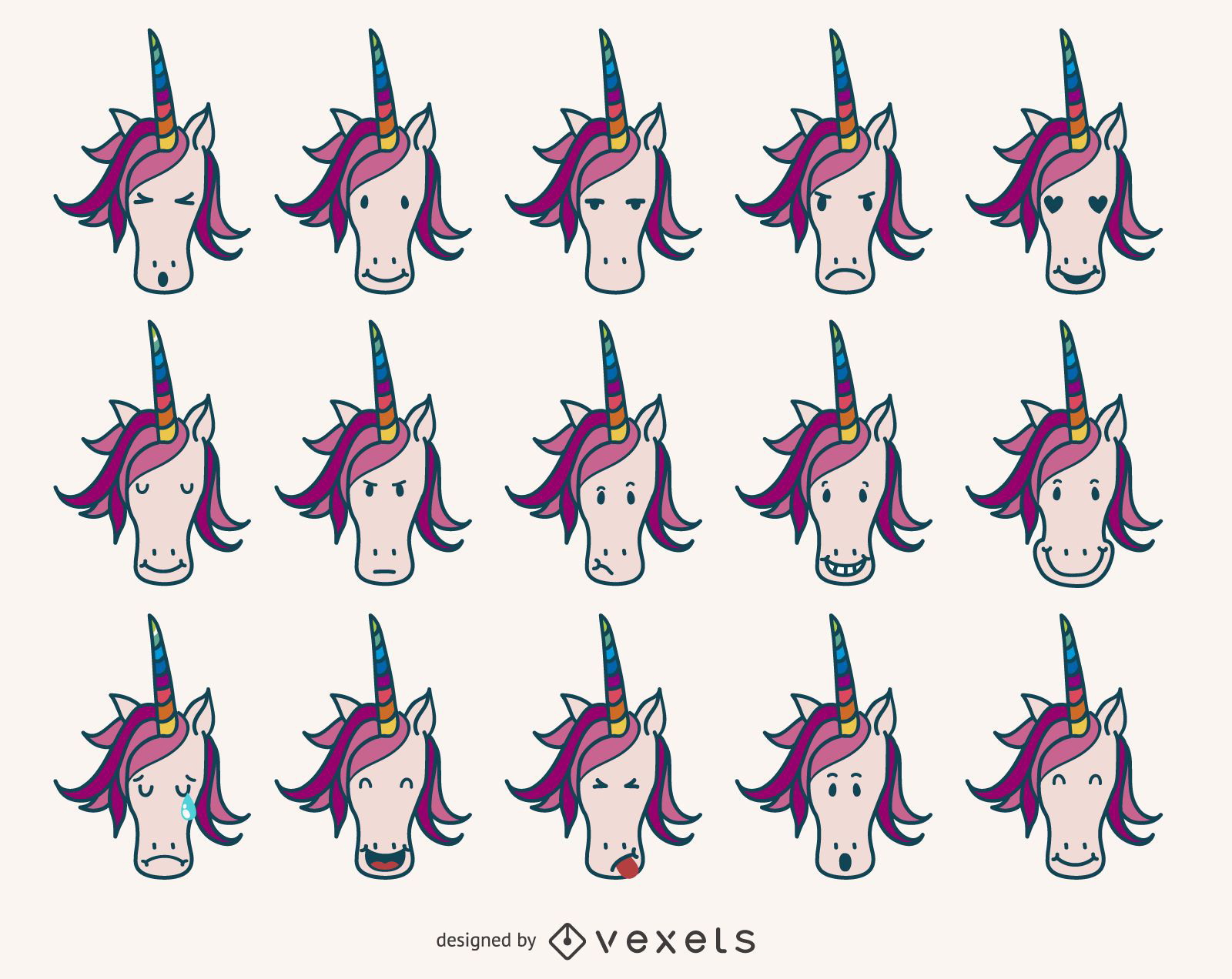 Download Unicorn Emoji Collection - Vector Download