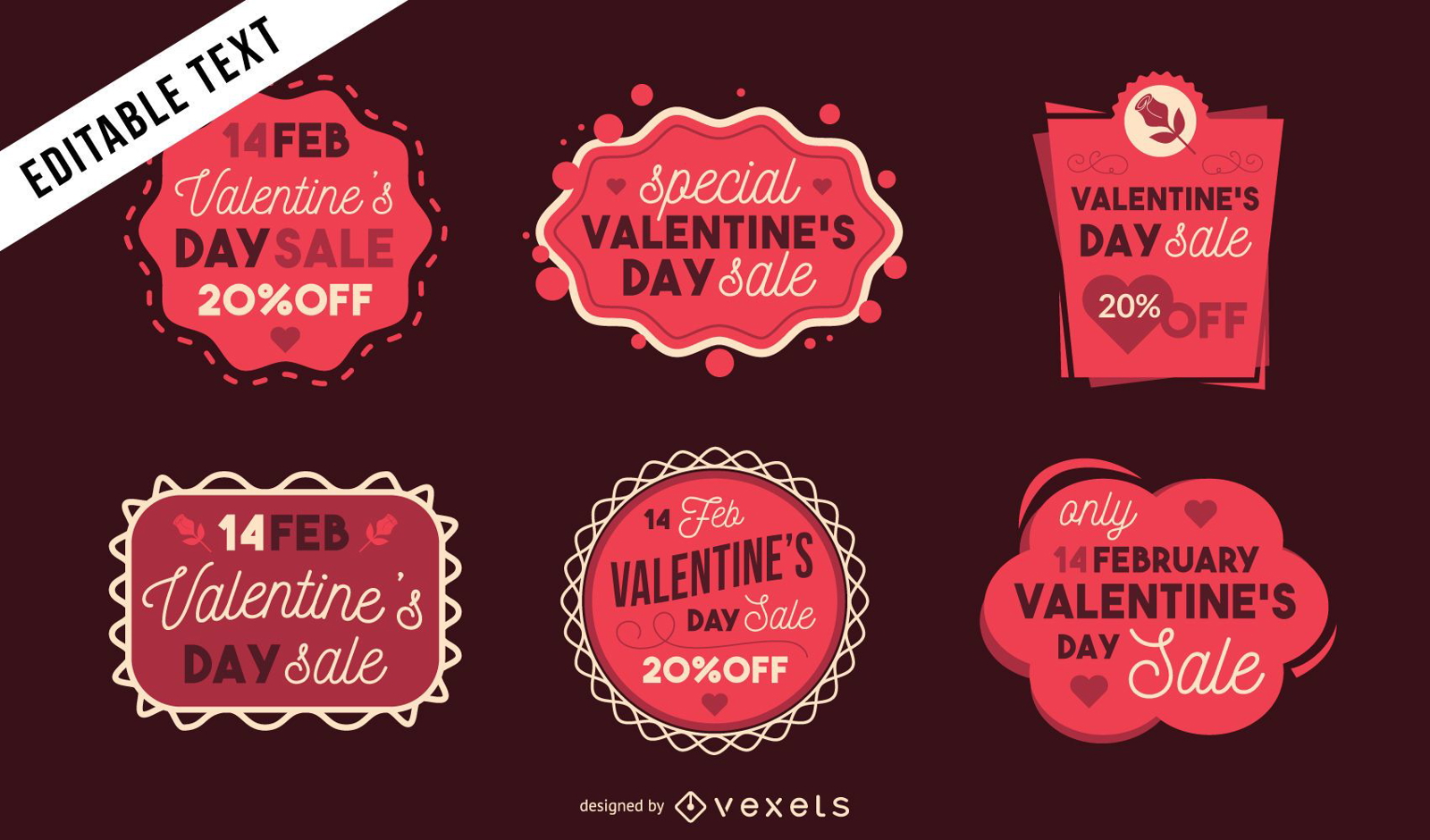 Valentinstag Verkauf Aufkleber Set