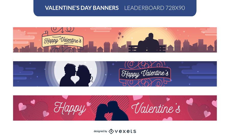 Conjunto de banners de San Valentín Conjunto de banners de San Valentín