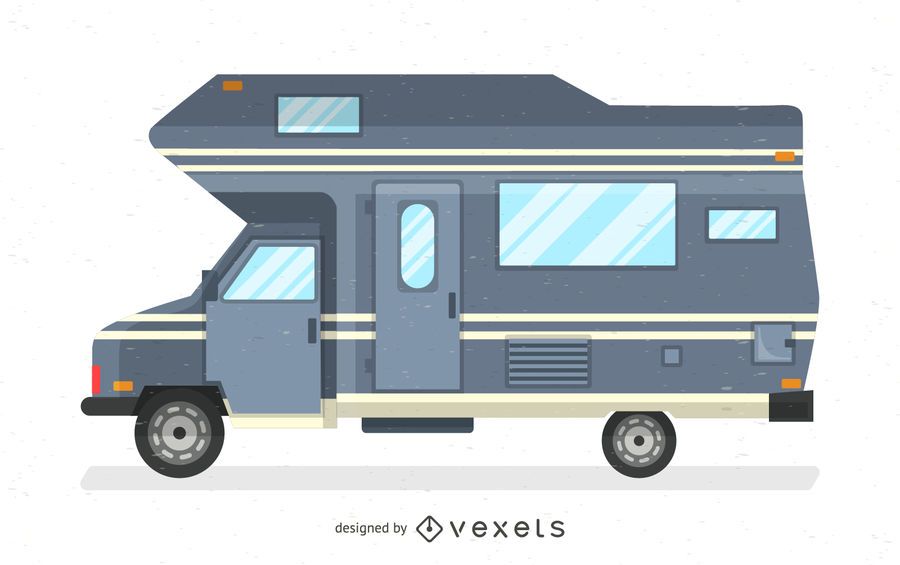 Flat grey motorhome illustration Flat grey motorhome illustration