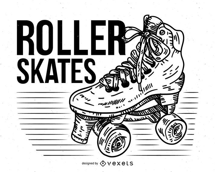 Skates de 4 rodas de mão desenhada Skates de 4 rodas de mão desenhada