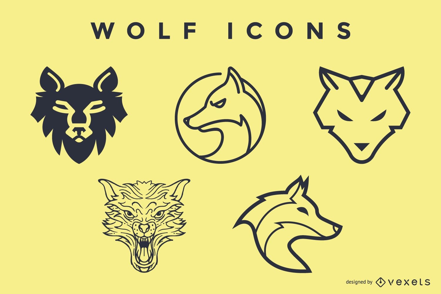 Conjunto de ícones de lobo