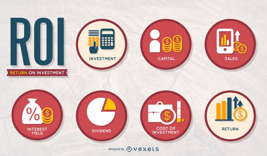 Business ROI icon set Business ROI icon set