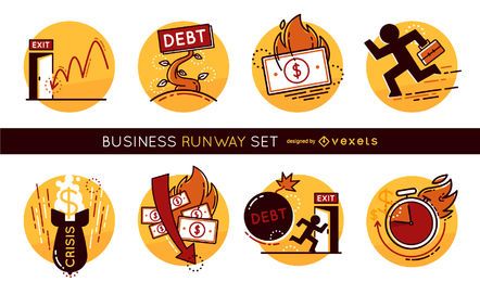 Business runway illustration set Business runway illustration set