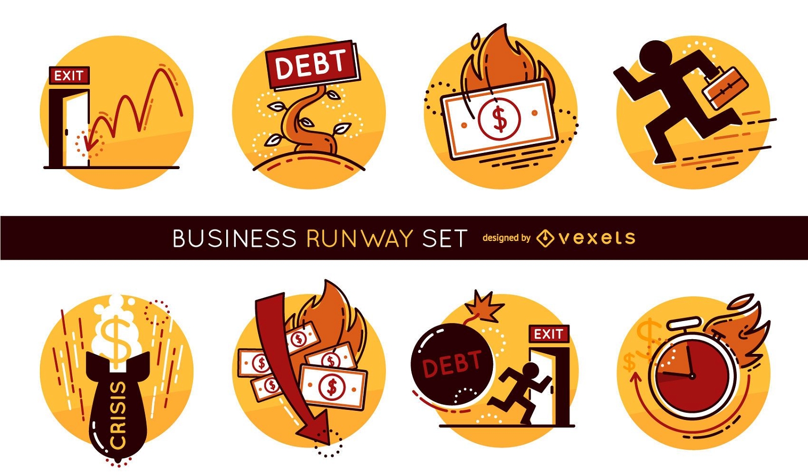 Business Runway Illustration Set