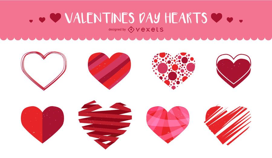 Set of illustrated hearts Set of illustrated hearts