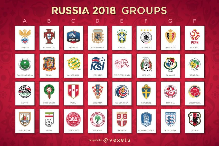 Russia 2018 Groups With Emblems Vector Download