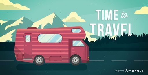 Travel time motorhome illustration