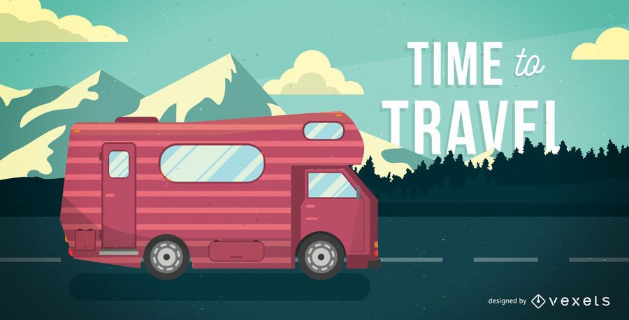 Travel time motorhome illustration Travel time motorhome illustration