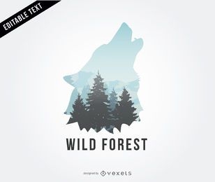 Ilustração do logotipo do lobo selvagem