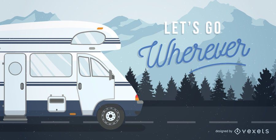 Motorhome postcard illustration Motorhome postcard illustration