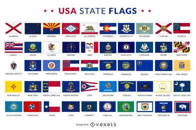 USA state flags collection USA state flags collection