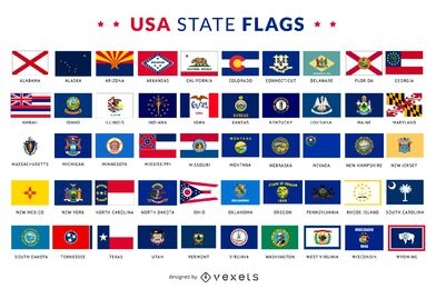 Sammlung von US-Staatsflaggen