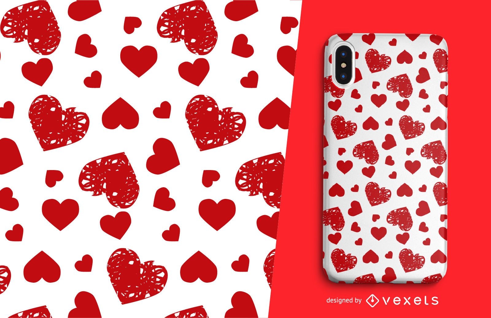 Valentine's stamped hearts pattern