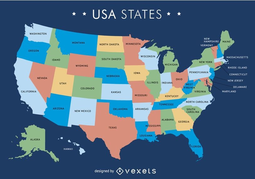 Mapa De Estados Unidos Con Estados - Descargar Vector