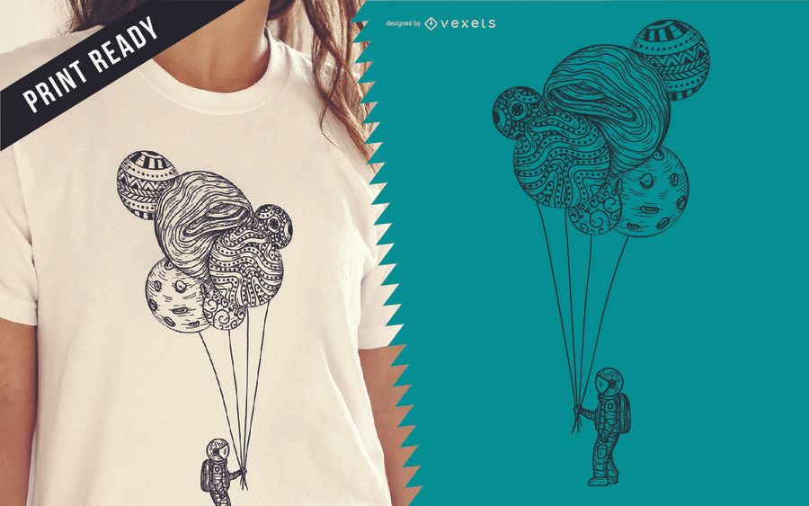 Astronauta ilustración camiseta diseño Astronauta ilustración camiseta diseño