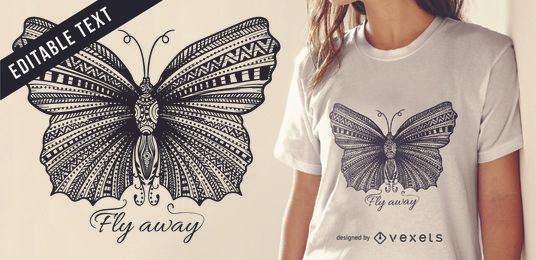 Desenho de t-shirt com ilustração de borboleta