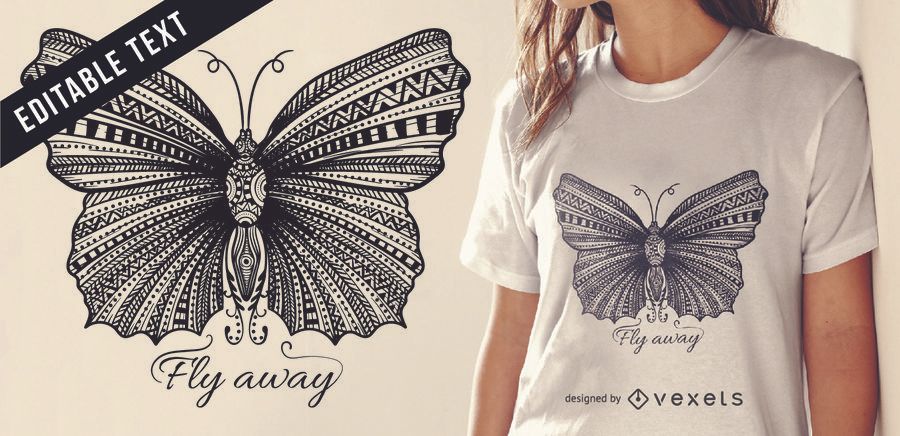 Design de t-shirt de ilustração de borboleta Design de t-shirt de ilustração de borboleta