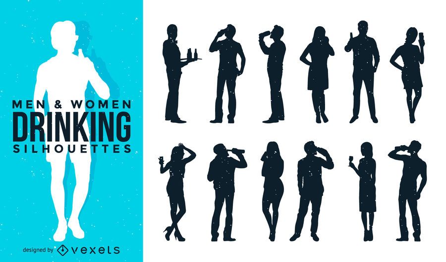Silhouette of people drinking Silhouette of people drinking