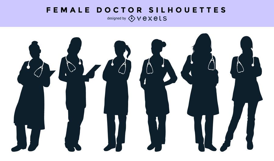 Conjunto de silhueta feminina médico Conjunto de silhueta feminina médico