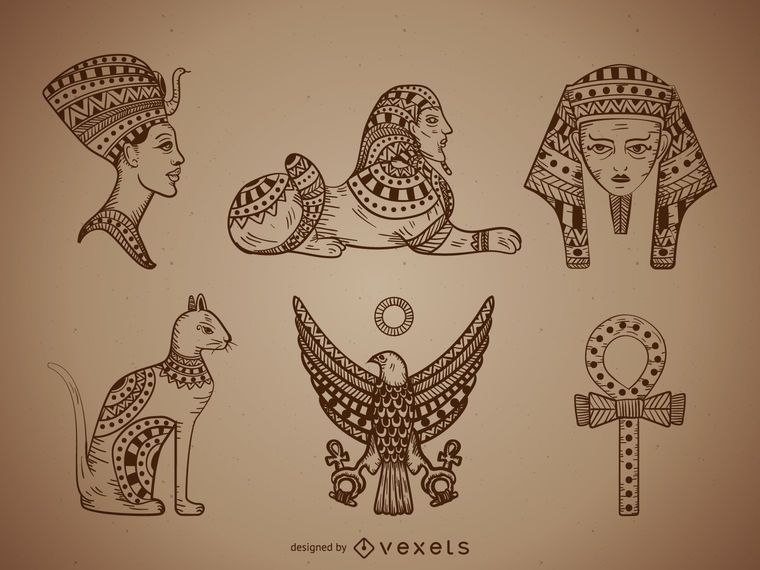 Conjunto de ilustrações do Egito Conjunto de ilustrações do Egito