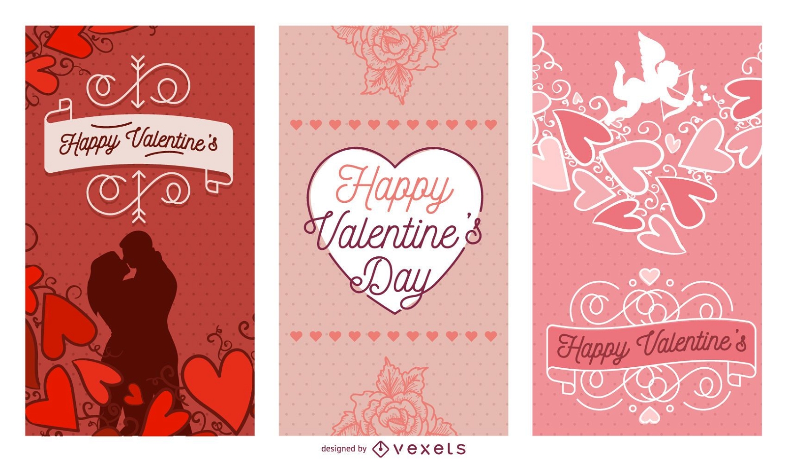 Conjunto de carteles de San Valentín