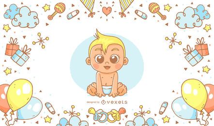 Diseño de baby shower dibujado a mano