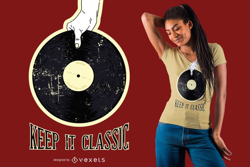 Camiseta de vinilo retro de diseño. Camiseta de vinilo retro de diseño.