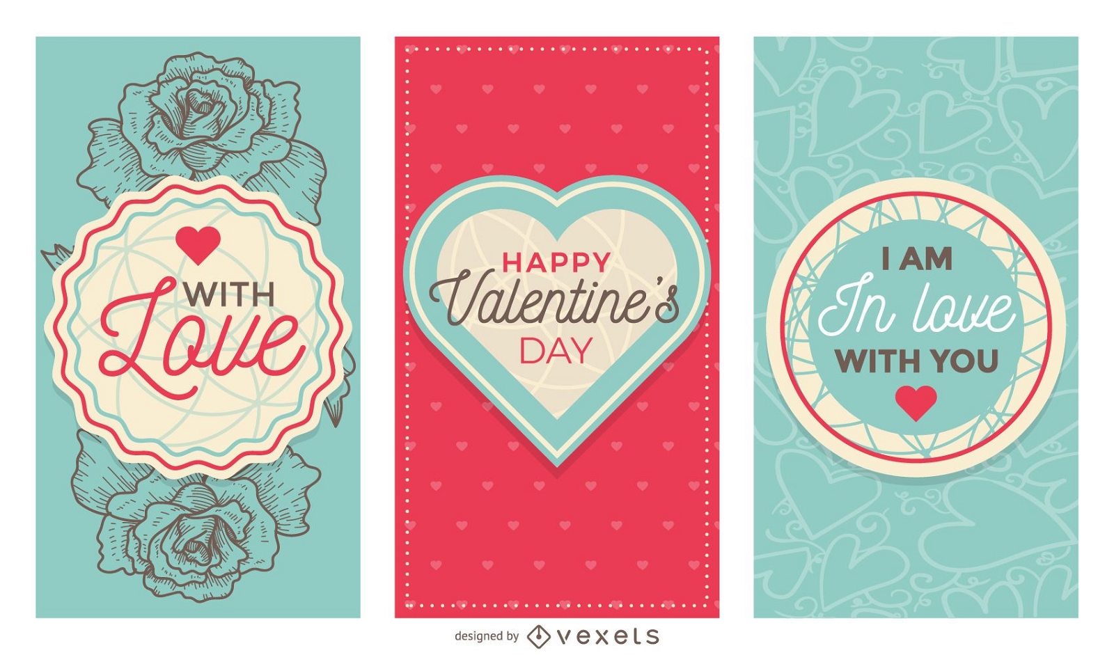 Cute Valentine's Day banner set